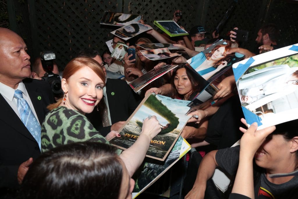 Bryce Dallas Howard arrives at the world premiere of DisneyÕs PeteÕs Dragon at the El Capitan Theater in Hollywood on August 8, 2016. The new film, which stars Bryce Dallas Howard, Robert Redford, Oakes Fegley, Oona Laurence, Wes Bentley and Karl Urban and is written and directed by David Lowery, has been drawing rave reviews from both audiences and critics. PeteÕs Dragon opens nationwide August 12, 2016..(Photo: Alex J. Berliner/ABImages)